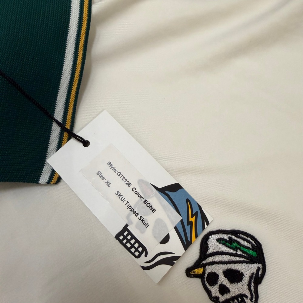 New Devereux Golf Polo Shirt Mens XL White Skull Head Logo Performance - Picture 5 of 14